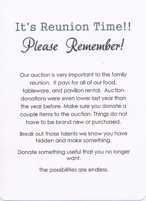 family reunion letter