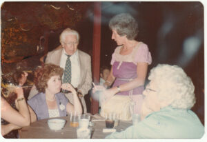 A Koslowitz Family Circle meeting, circa 1972. The man in the center is Louis Kavkewitz, the first of his family to arrive in the US from Poland in about 1910. 