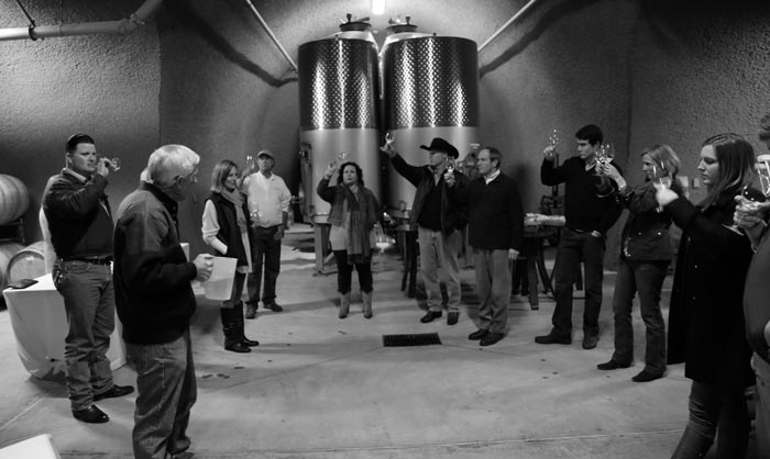 Carrington Family Reunion enjoying a wine tasting in Holman Ranch's exclusive wine caves. 