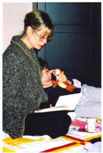 Meg Cox reading to her son, Max.