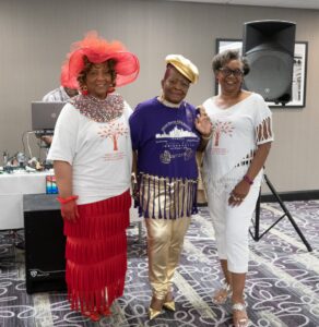 A Fashion Show at the 46th annual Johnson Barnes Family Reunion included the oldest t-shirt contest, Men’s GQ and Juniors and these Lady Fashionistas, Rosie Wright (the winner), Christine Gregory and Betty Johnson. You go, ladies! Here is the accompanying video.