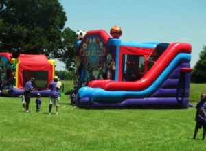 Bounce houses are popular with kids at reunions. This is at the Smith Family Reunion in Garland, Louisiana