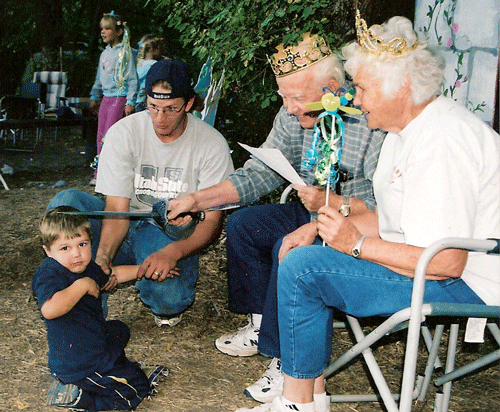 Knighting Ceremony was held with Queen Marilynn and King Deloy knighting their great grandchildren Knights in the Order of the Thistle. Mick Johnson and father Joel are pictured here.